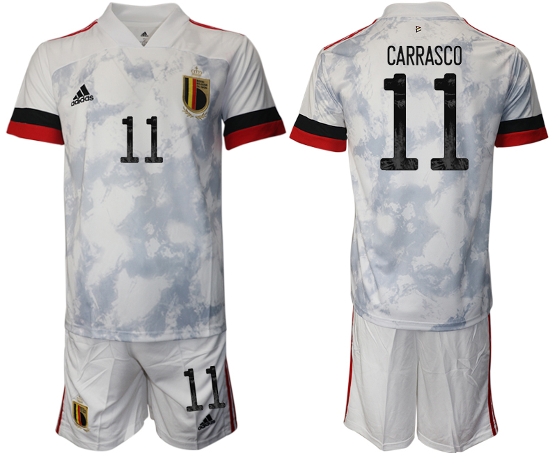 Men 2021 European Cup Belgium away white #11 Soccer Jersey->belgium jersey->Soccer Country Jersey